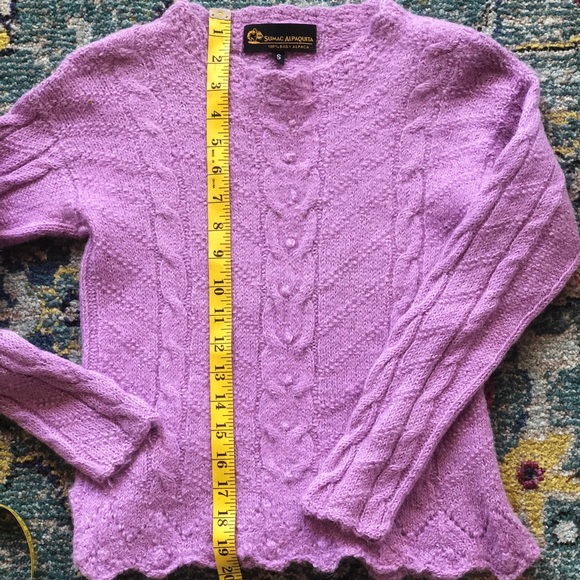 100% baby alpaca lavender sweater xs all - Picture 3 of 4